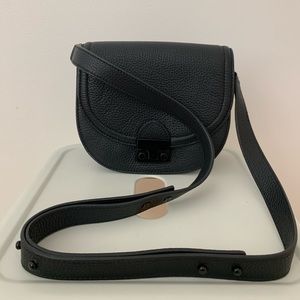 SOLD Loeffler Randall Black Pebbled Leather Saddle Bag